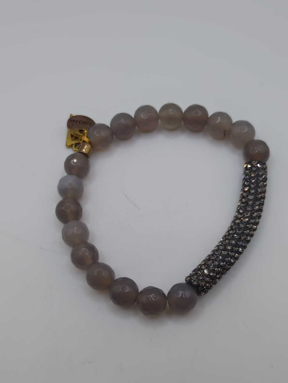 Erimish Stone Stretch Bracelet With Rhinestone Bar Sz 6.5